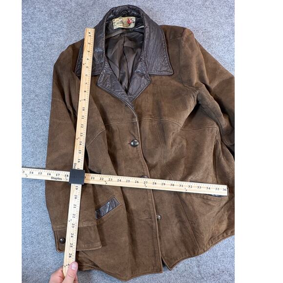 VINTAGE 70s Carmens Leather Coat Jacket Womens Large Brown Lined Western Retro - Picture 3 of 9